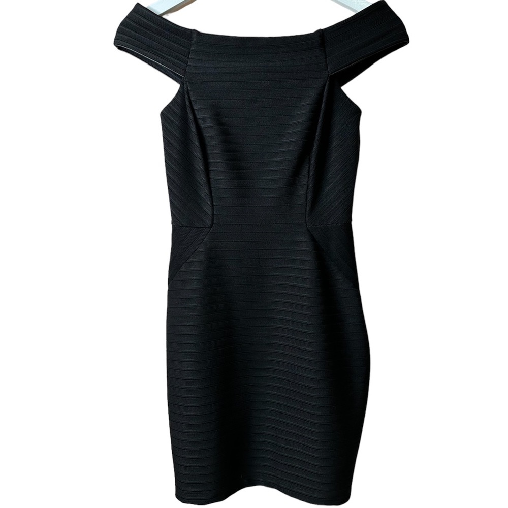 Topshop Off The Shoulder Ribbed Black Mini Dress Size 4